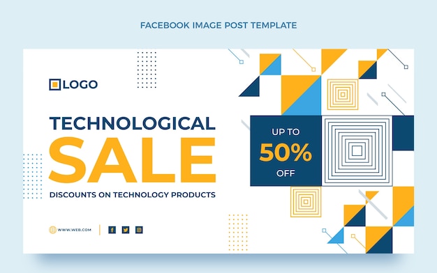 Free vector flat minimal technology social media post template