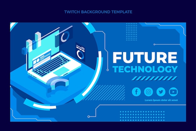 Free vector flat minimal technology twitch background