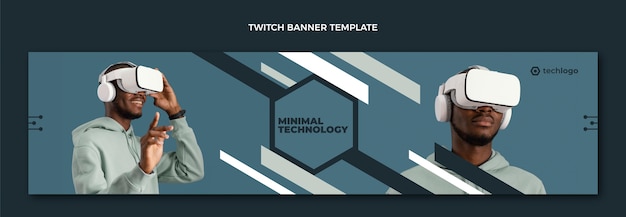 Flat minimal technology twitch banner