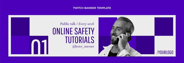 Free Vector flat minimal technology twitch banner