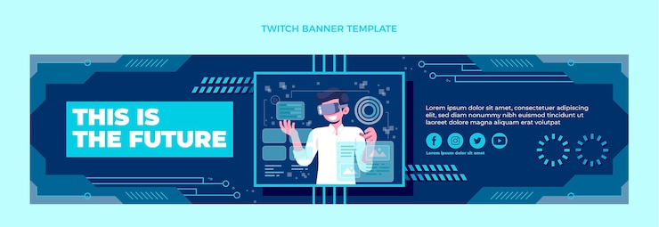 Free Vector flat minimal technology twitch banner