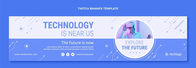 Flat minimal technology twitch banner