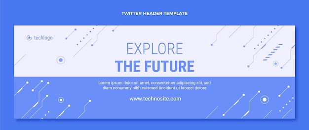 Flat minimal technology twitter header