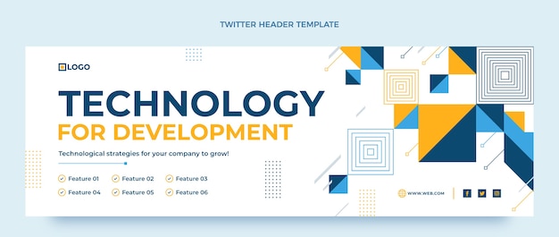 Flat minimal technology twitter header