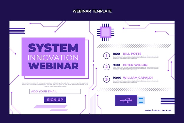 Modello di webinar piatto sulla tecnologia minima