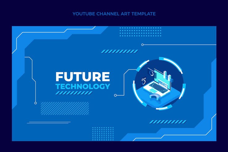 Free Vector flat minimal technology youtube channel art