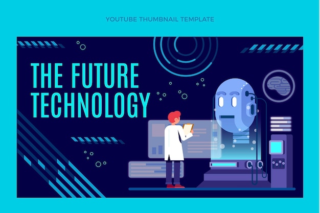 Free vector flat minimal technology youtube thumbnail