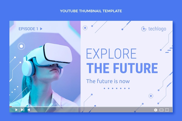 Free vector flat minimal technology youtube thumbnail