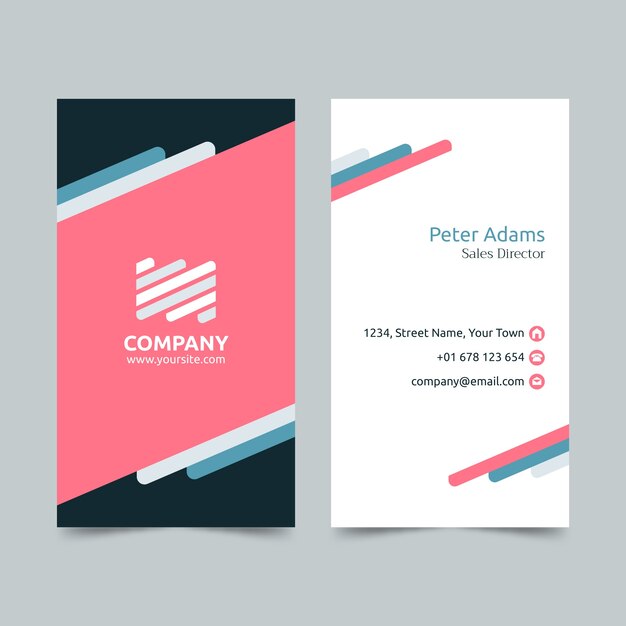 Flat minimal vertical business card template