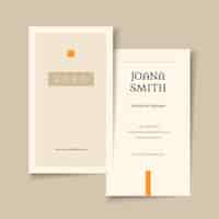 Free vector flat minimal vertical double-sided business card template