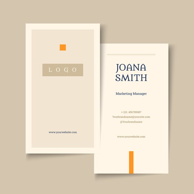 Flat minimal vertical double-sided business card template