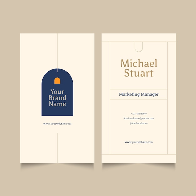 Free vector flat minimal vertical double-sided business card template