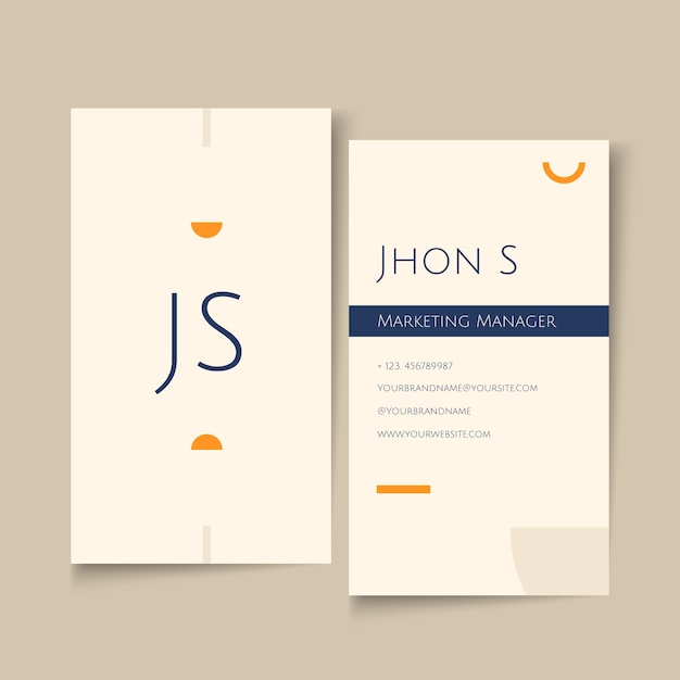 Flat minimal vertical double-sided business card template