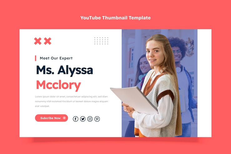 Free Vector flat minimal youtube thumbnail for attending international school