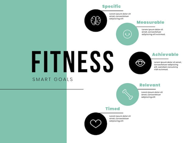 Flat minimalist fitness smart goals general infographic template