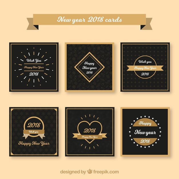 Flat and minimalist new year 2018 cards