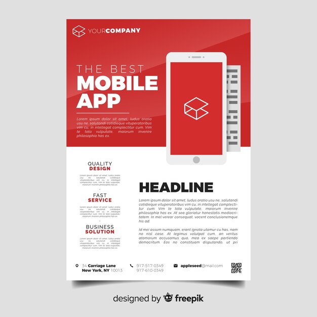Flat mobile app flyer template