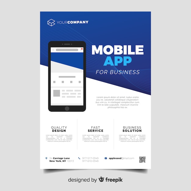 Flat mobile app flyer template