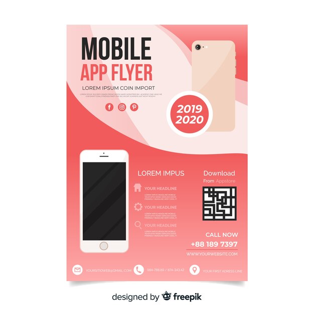 Flat mobile app poster