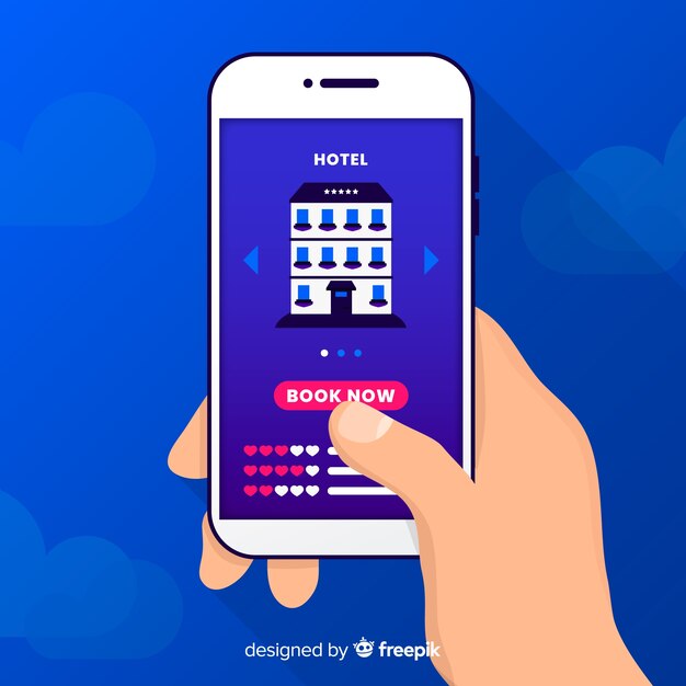 Flat mobile phone hotel booking background