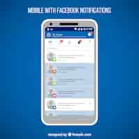 Free vector flat mobile phone with facebook notifications