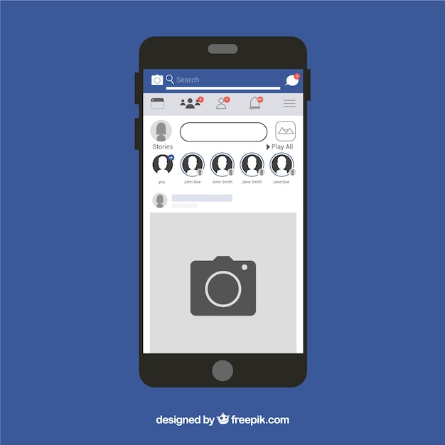 Flat mobile with facebook notifications