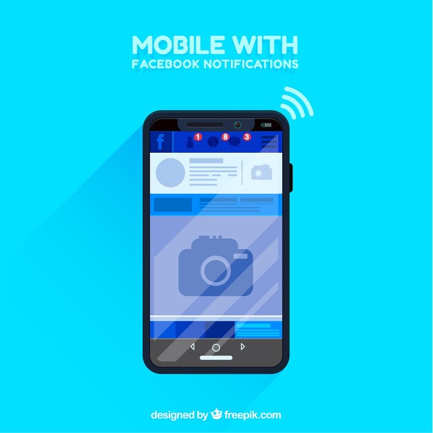 Flat mobile with facebook notifications