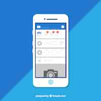 Vettore gratuito mobile flat con notifiche di facebook