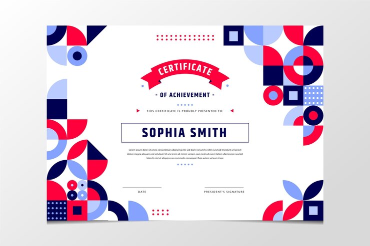 Free Vector flat modern certificate of achievement template