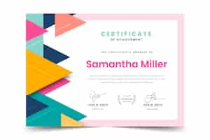 Free vector flat modern certificate of achievement