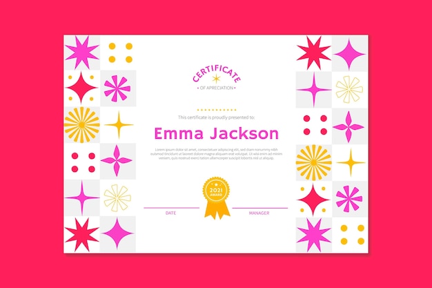 Free vector flat modern certificate of appreciation template