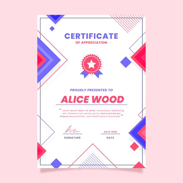 Free vector flat modern certificate of appreciation template