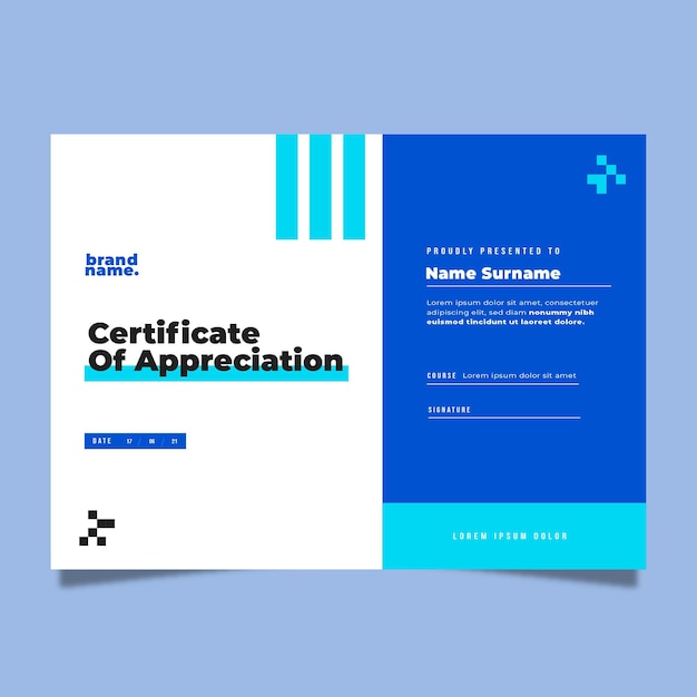 flat modern certificate of appreciation