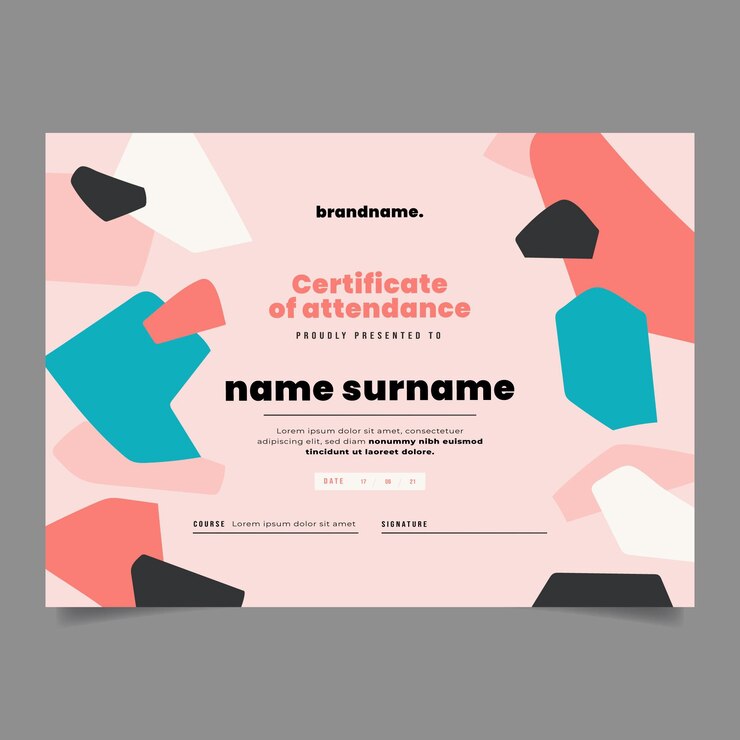 Free Vector flat modern certificate of attendance template