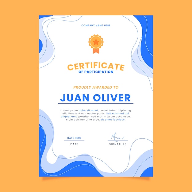 Flat modern certificate of participation