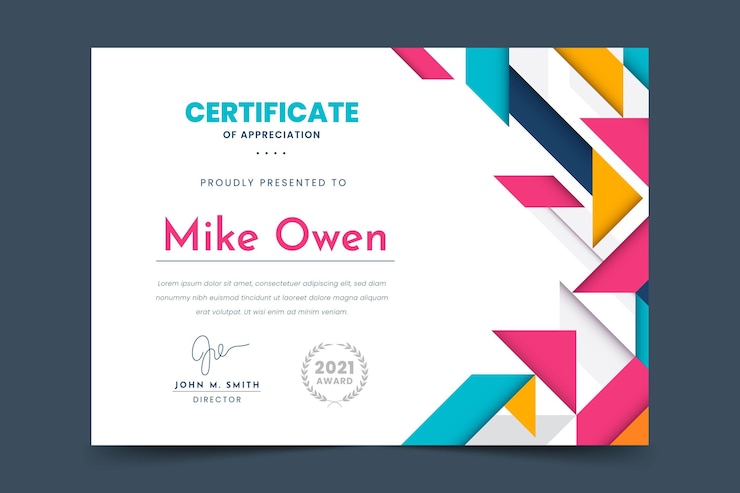 Free Vector flat modern certificate template