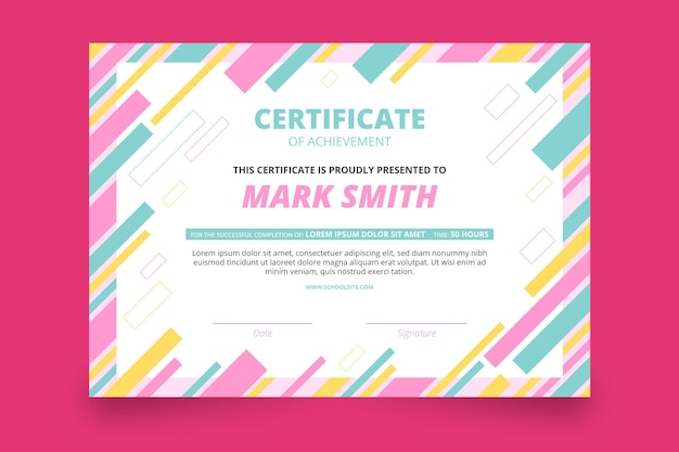 Free vector flat modern certificate template