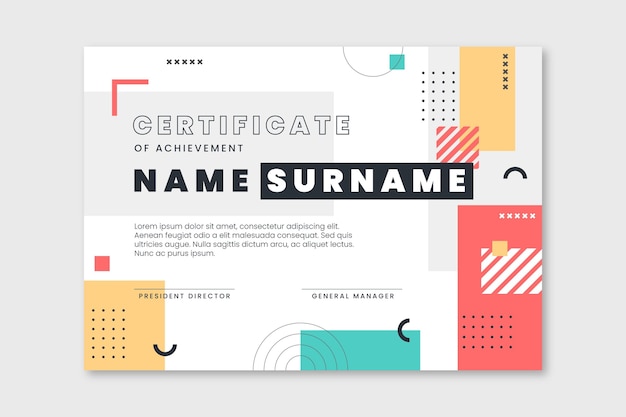 Free vector flat modern certificate template