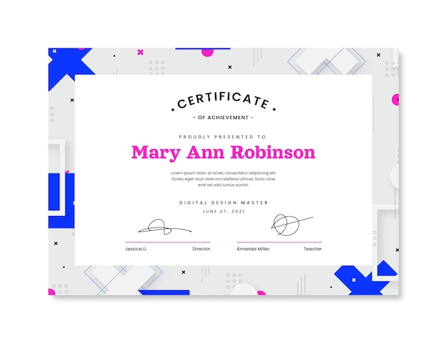 Free vector flat modern certificate template