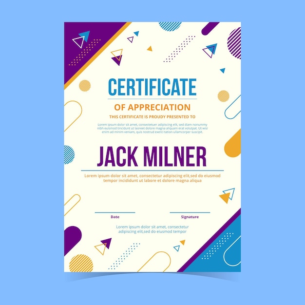 Flat modern certificate template