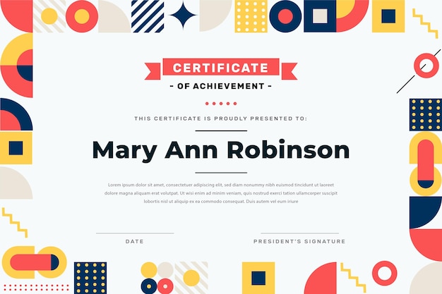 Free vector flat modern certificate template