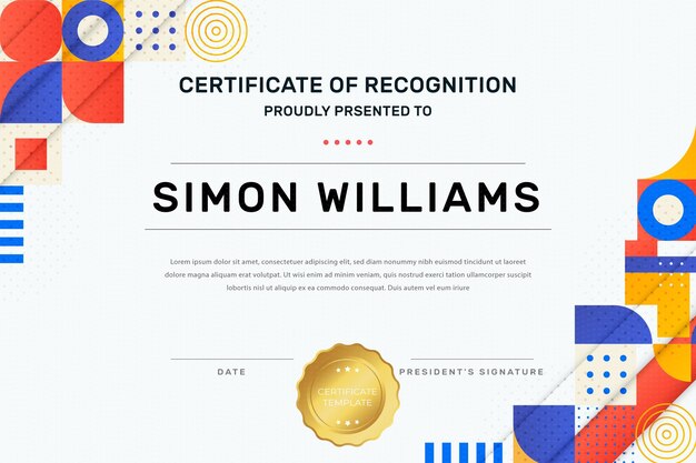 Flat modern certificate template