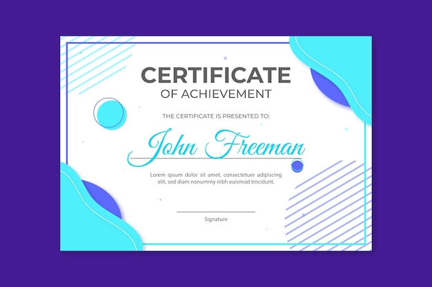 Free vector flat modern certificate template