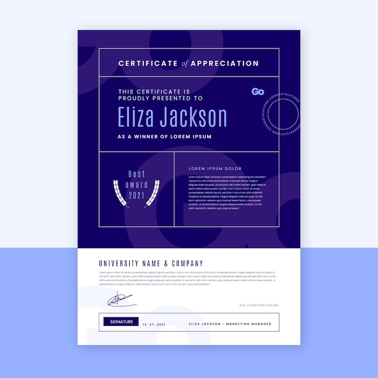 Free Vector flat modern certificate template