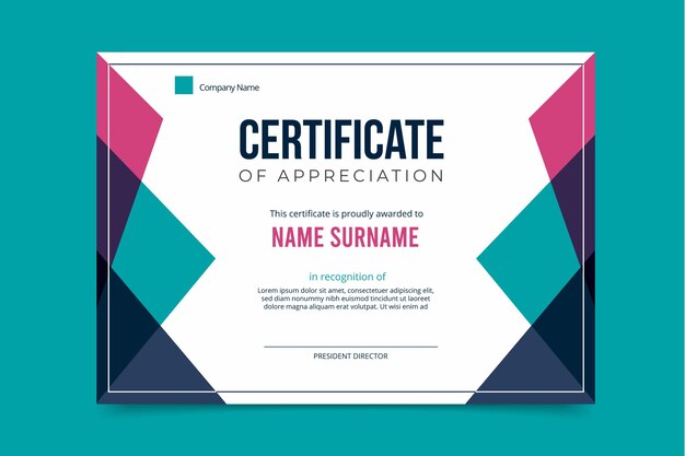 Flat modern certificate template