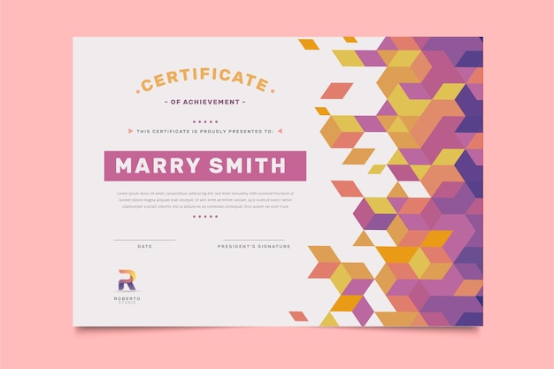 Flat modern certificate template