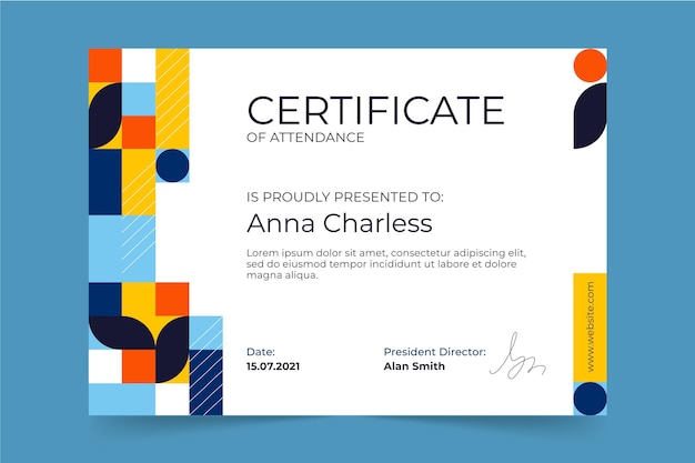 Flat modern certificate template