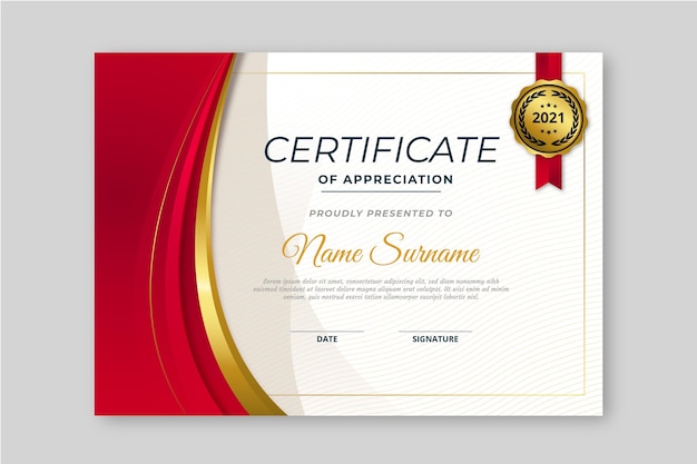 Бесплатное векторное изображение Плоский современный шаблон сертификата