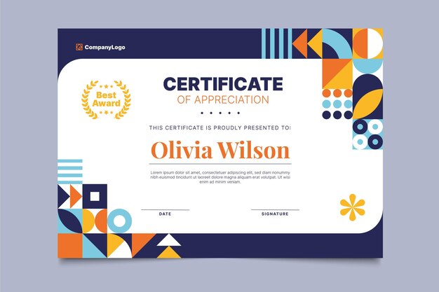 Flat modern certificate template