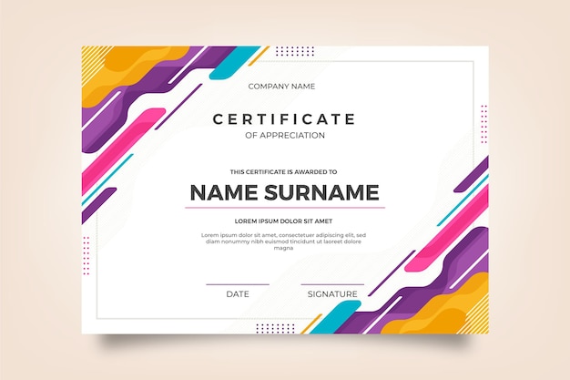 Free vector flat modern certificate